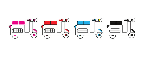 Print Motorbike on the road illustration. Motorcycle transport for travel and trip, icon