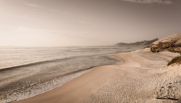 monochromatic beachscape with soft beige colors