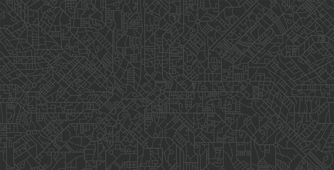 Fototapeta premium Seamless city street map on black background.