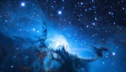 majestic blue nebula in megastar crammed sky