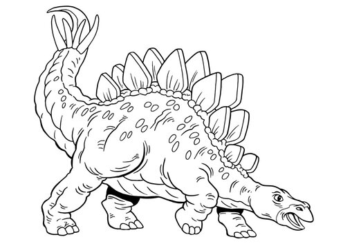 black and white stegosaurus walking clip art preview