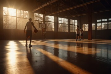 A basketball arena towering glass.