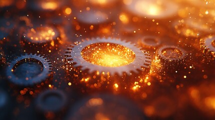 Obraz premium Close-up of gears and sparks, showcasing an industrial design aesthetic.