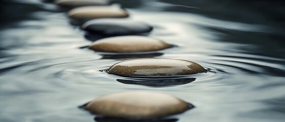Serene water stones create a tranquil ambiance.
