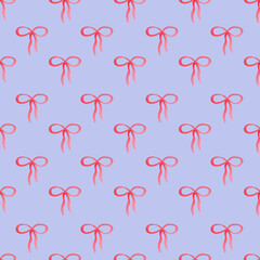 A romantic pattern of pink bows, watercolor technique adds softness and elegance, making it ideal for Valentine Day decorations, custom gifts, or love-themed products.