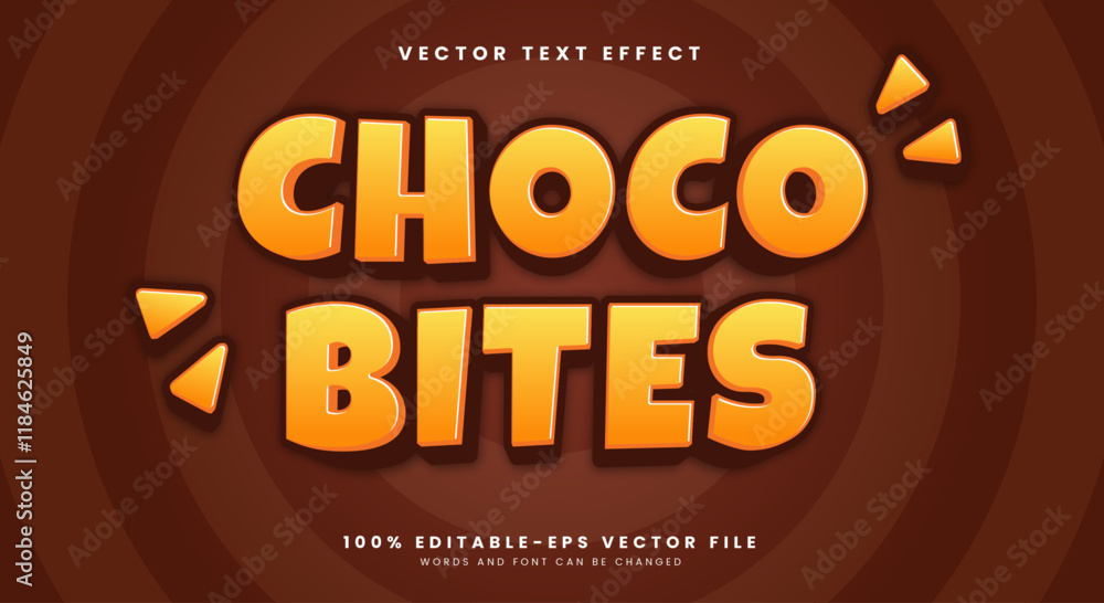 Poster choco bites editable text effect template with cartoon style