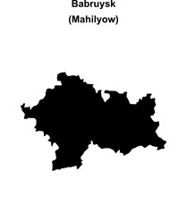 Babruysk district blank outline map