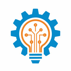 Light Bulb and Gear Illustration for Tech Projects.