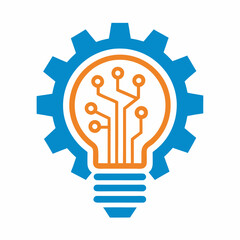 Light Bulb and Gear Illustration for Tech Projects.