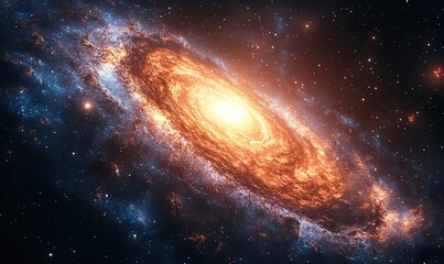 Fototapeta premium A stunning depiction of a spiral galaxy, showcasing vibrant colors and cosmic beauty.