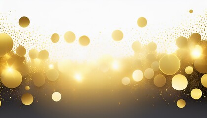 festive gold colored bokeh lights white background bright blur light effect abstract blurred overlay template graphic template  illustration