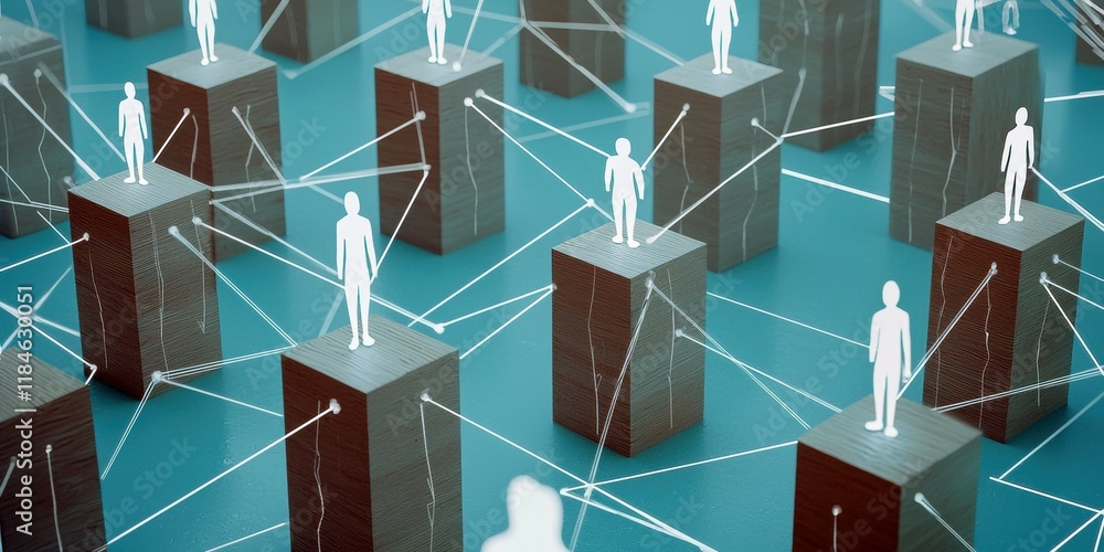 Aufkleber abstract representation of connection among diverse individuals on platforms.