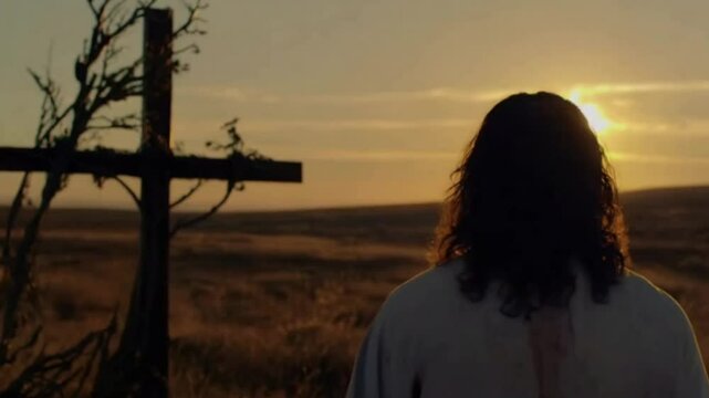 Jesus cristo caminha em dire&ccedil;&atilde;o a cruz 