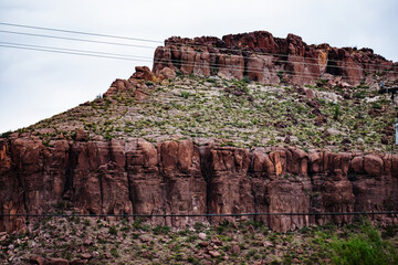 Geological Rocks Landscaoe In Arizona with blue sky background