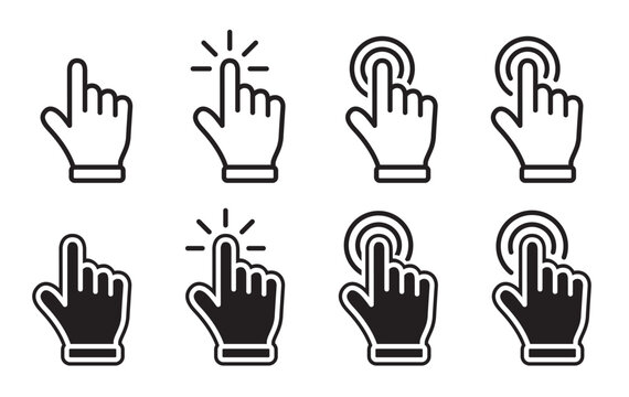 Ensemble d'ic&ocirc;nes de curseurs. Curseurs mains de s&eacute;lection. S&eacute;rie 1 - Illustration vectorielle.