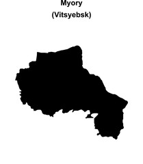 Obraz premium Myory district blank outline map