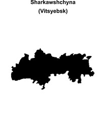 Obraz premium Sharkawshchyna district blank outline map