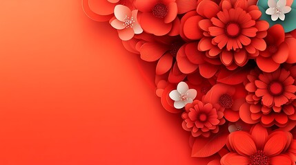 Red and White Paper Flowers Artistic Design