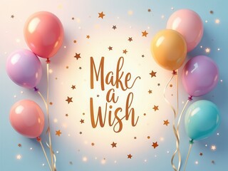 Pastel Balloons, Make a Wish Birthday
