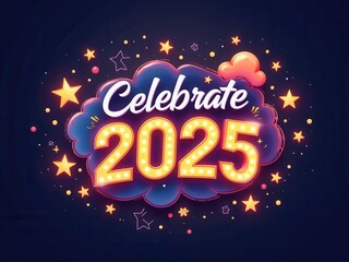 Celebrate 2025: Neon Sign New Year Design