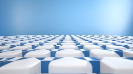 Fototapeta premium Stunning 3D Render: Abstract Blue and White Geometric Pattern, Seamlessly Repeating. AI Generated