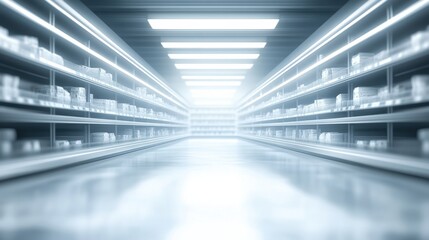 Grocery Store Aisle with Empty Shelves