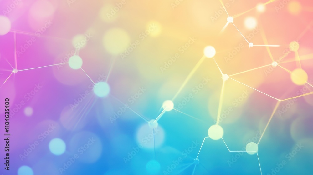Poster a colorful background with many dots and lines