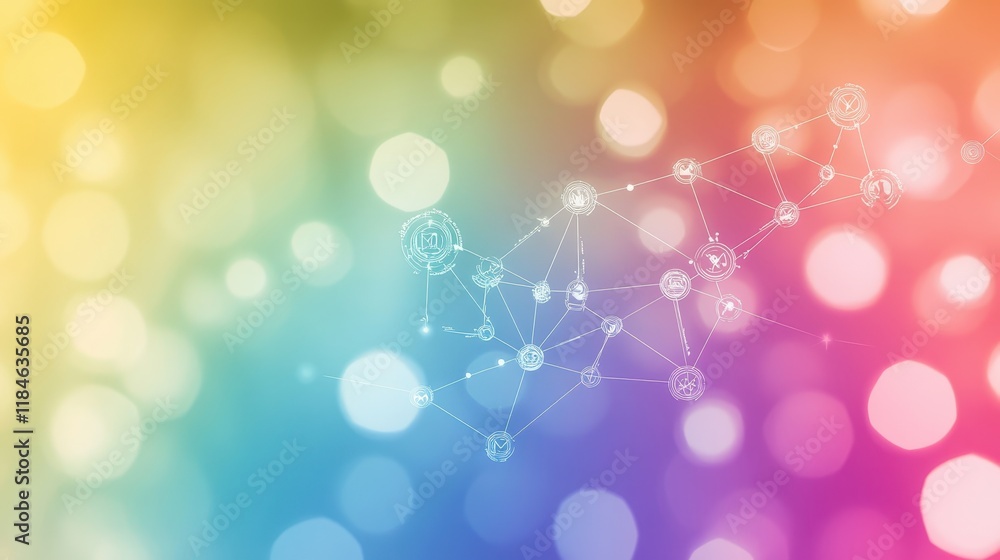 Poster a colorful background with a network of lines and dots