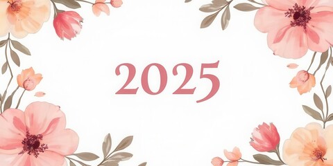 Fototapeta premium 2025 Floral Watercolor Calendar Design
