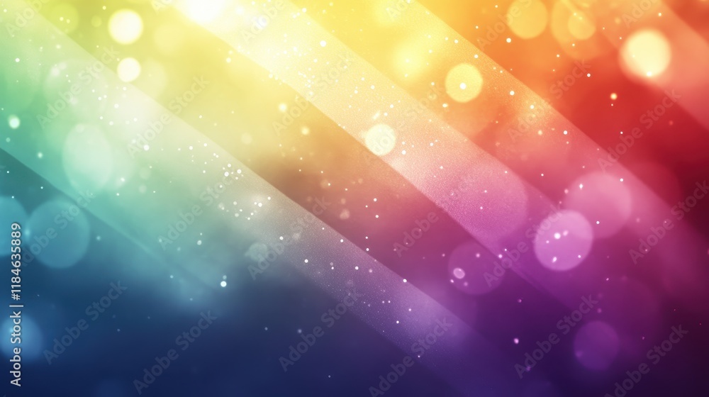 Poster a colorful background with a rainbow and a bunch of small circles