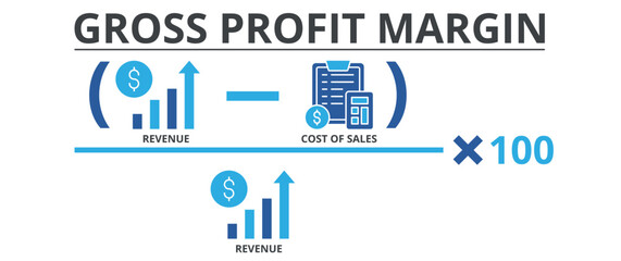 Gross profit margin banner include revenue, and cost of sales icon vector concept