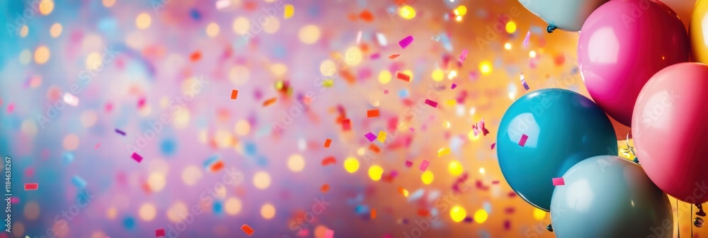 Aufkleber colorful balloons and confetti create a fun atmosphere for celebrations and joyful gatherings. gener
