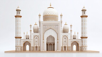 Fototapeta premium White Islamic mosque architectural 3D model.