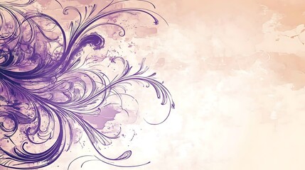 Elegant Purple Floral Design On A Peach Background