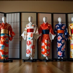 A display traditional Japanese kimono designs.