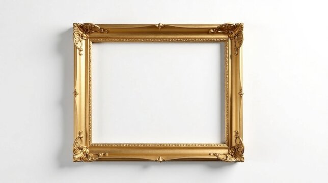 Ornate gilded frame, empty and ready for a cherished memory or a striking artwork, awaits its moment to shine