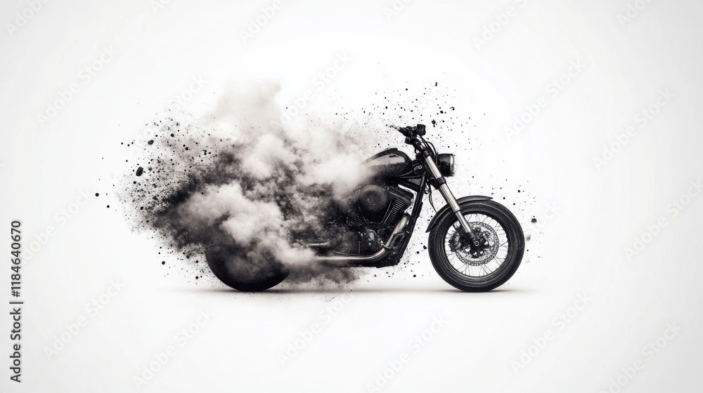 Poster motorcycle action scene urban setting artistic image dynamic environment close-up view creative conc