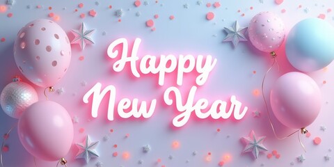 Pastel Balloons & Happy New Year Celebration