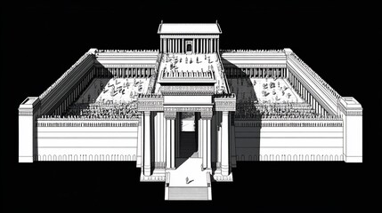 Obraz premium Architectural rendering of the Second Temple in Jerusalem.
