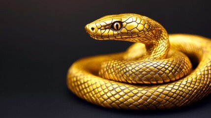 Obraz premium Golden Zodiac Snake Symbol with Ornate Details