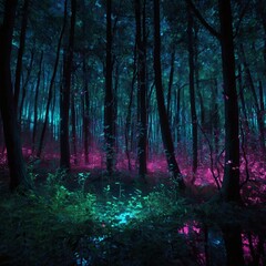 Fototapeta premium dark forest in the morning