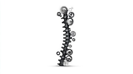 Mechanical spine design industrial workshop digital art abstract environment unique perspective innovation concept