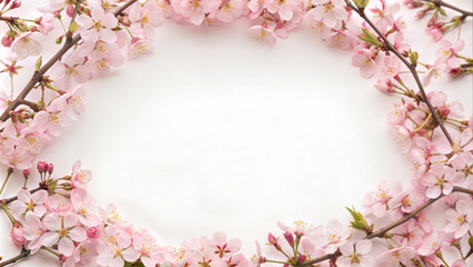 Obraz premium Cherry blossom floral frame on bright white background