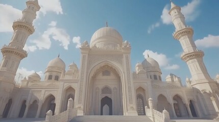 Fototapeta premium Majestic white mosque under a bright blue sky. (1)