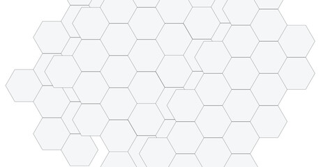 Fototapeta premium Geometric technology white hexagon background. Abstract vector illustration Science technology and medical concept hexagon on transparent background.