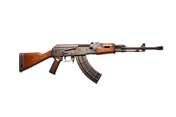 AK-47 Assault Rifle on Transparent Background &ndash; Iconic Firearm Design for Military, Tactical, and Security Applications. Perfect for Combat Scenes, Gaming Projects, Educational Materials and Realistic