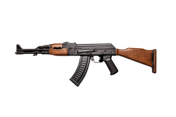 AK-47 Assault Rifle on Transparent Background &ndash; Iconic Firearm Design for Military, Tactical, and Security Applications. Perfect for Combat Scenes, Gaming Projects, Educational Materials and Realistic