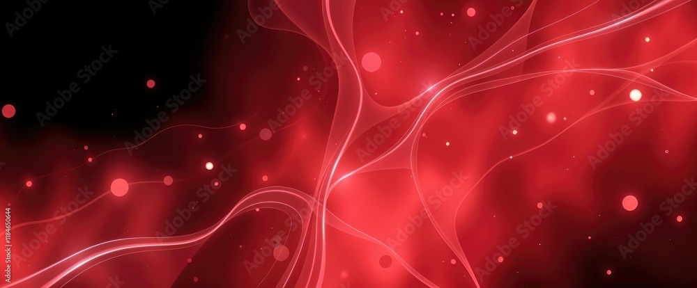 Poster abstract red background with glowing lines and particles designs needing vibrant energetic feel