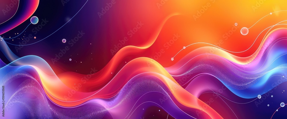 Poster Abstract vibrant waves of color dynamic and energetic design
