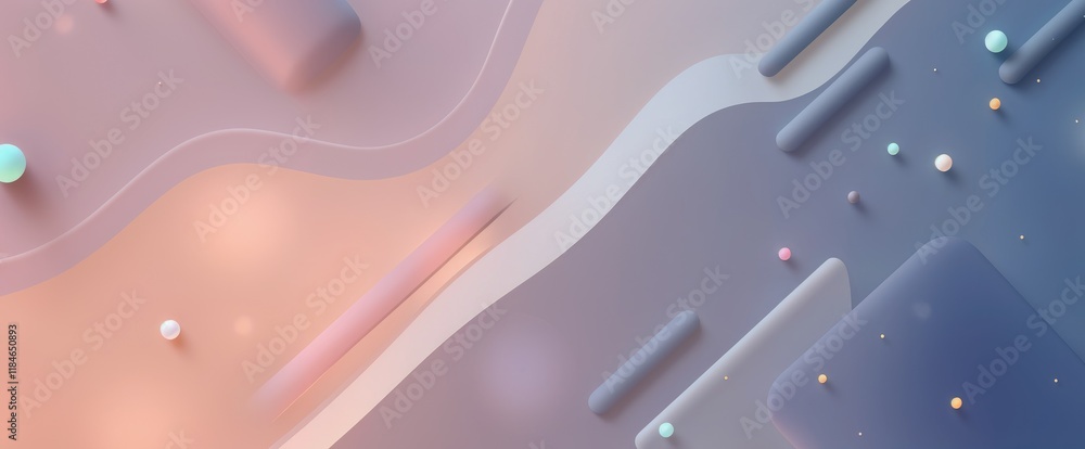 Poster abstract pastel shapes and spheres soft calming color palette background design element